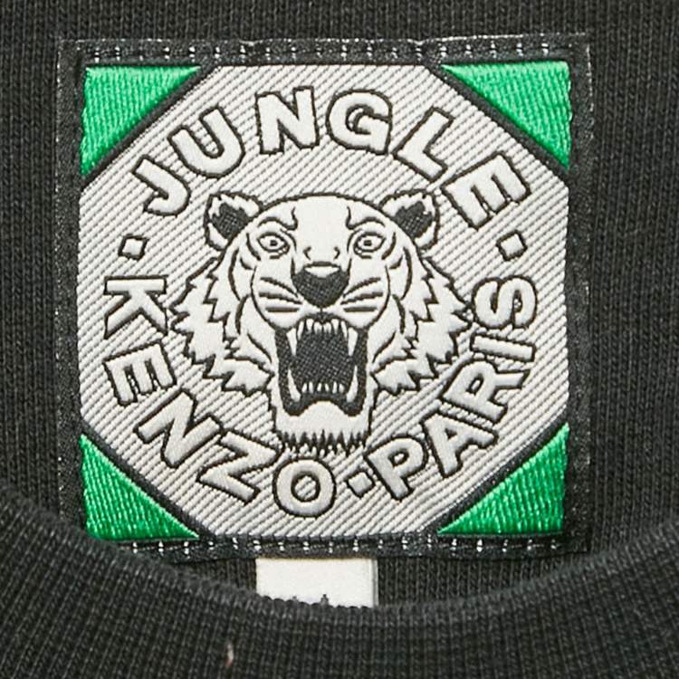 مملوكة مسبقًا Kenzo Black Tiger Logo Embroidered Cotton Knit Sweatshirt M