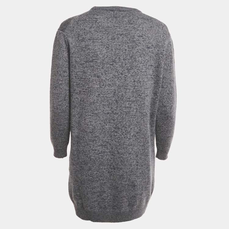 Pre Owned Kenzo Blue Eye Intarsia Wool Knit Mini Sweater Dress S
