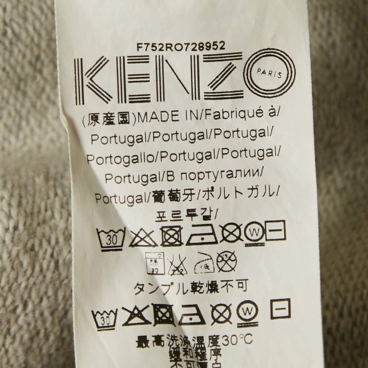 Pre Owned Kenzo Grey Cotton Knit V-Neck Sweatshirt Dress L