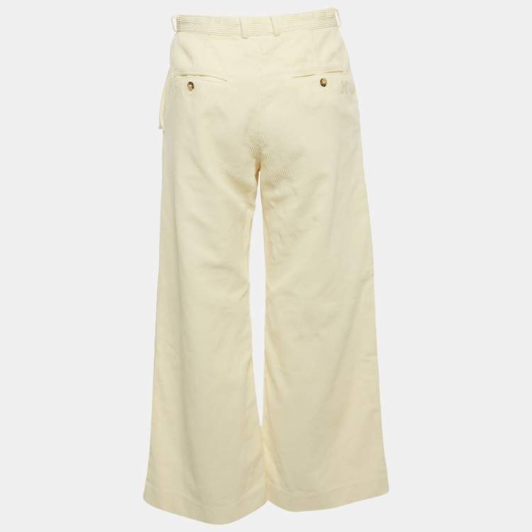 Pre Owned Kenzo Cream Corduroy Straight Leg Jeans M Waist 28"