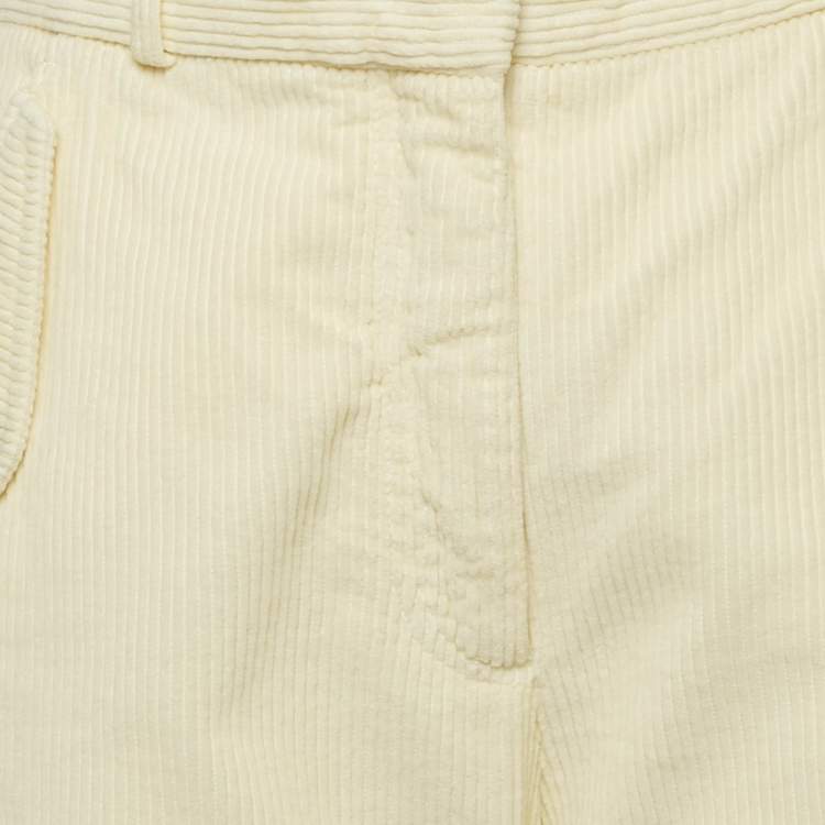 Pre Owned Kenzo Cream Corduroy Straight Leg Jeans M Waist 28"