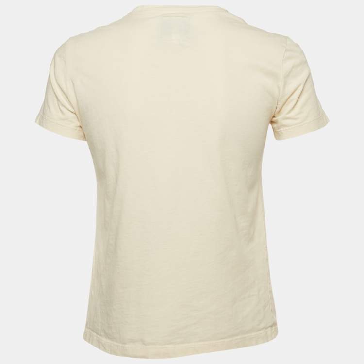 Pre Owned Kenzo Cream Flock Tiger Print Cotton Crewneck T-shirt S