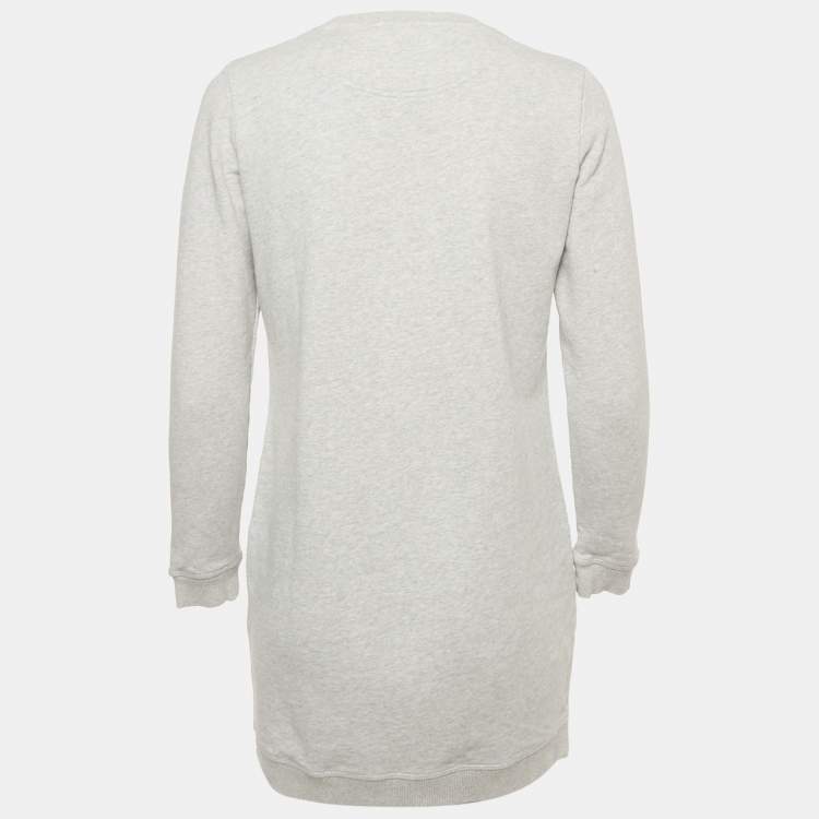 Pre Owned Kenzo Grey Evil Eye Embroidered Cotton Knit Long Sweatshirt S