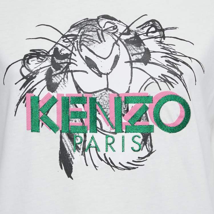 Pre Owned Kenzo x Disney White Embroidered Jersey T-Shirt XS