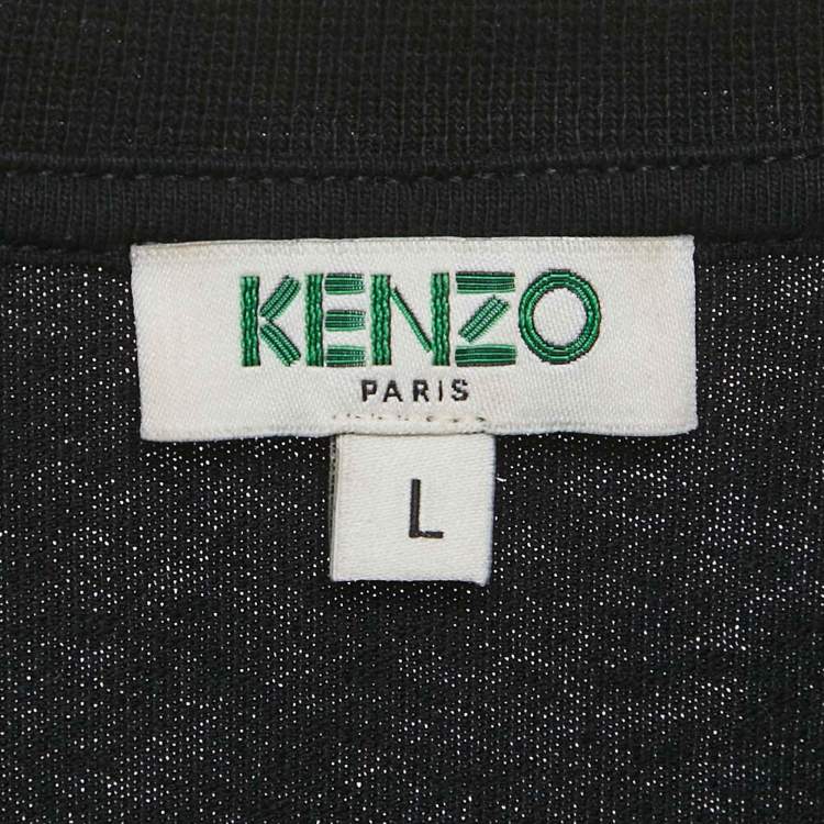 Pre Owned Kenzo Black Eye Embroidered Cotton Crewneck T-shirt L
