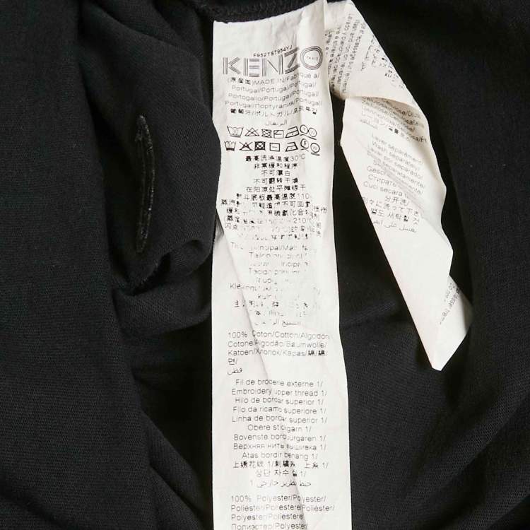 Pre Owned Kenzo Black Eye Embroidered Cotton Crewneck T-shirt L