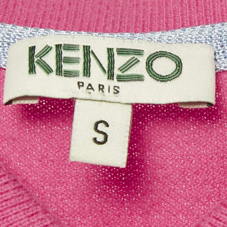 Pre Owned Kenzo Pink Logo Embroidered Cotton Polo T-Shirt S
