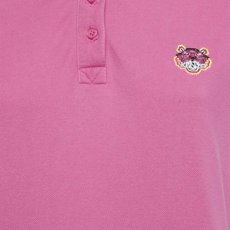 Pre Owned Kenzo Pink Logo Embroidered Cotton Polo T-Shirt S