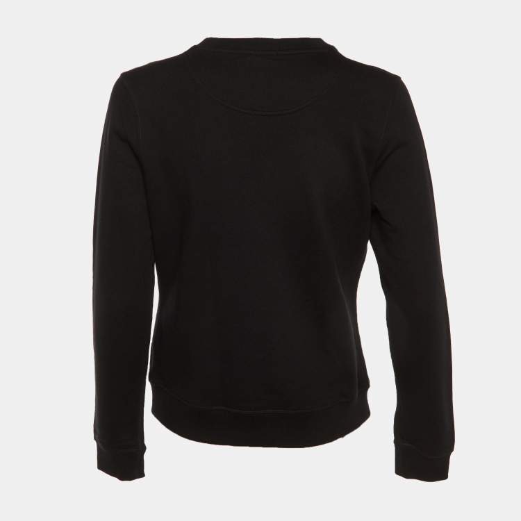 Pre Owned Kenzo Black Tiger Embroidered Cotton Crew Neck Sweatshirt M