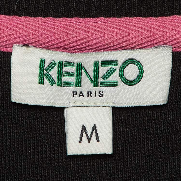 Pre Owned Kenzo Black Tiger Embroidered Cotton Crew Neck Sweatshirt M