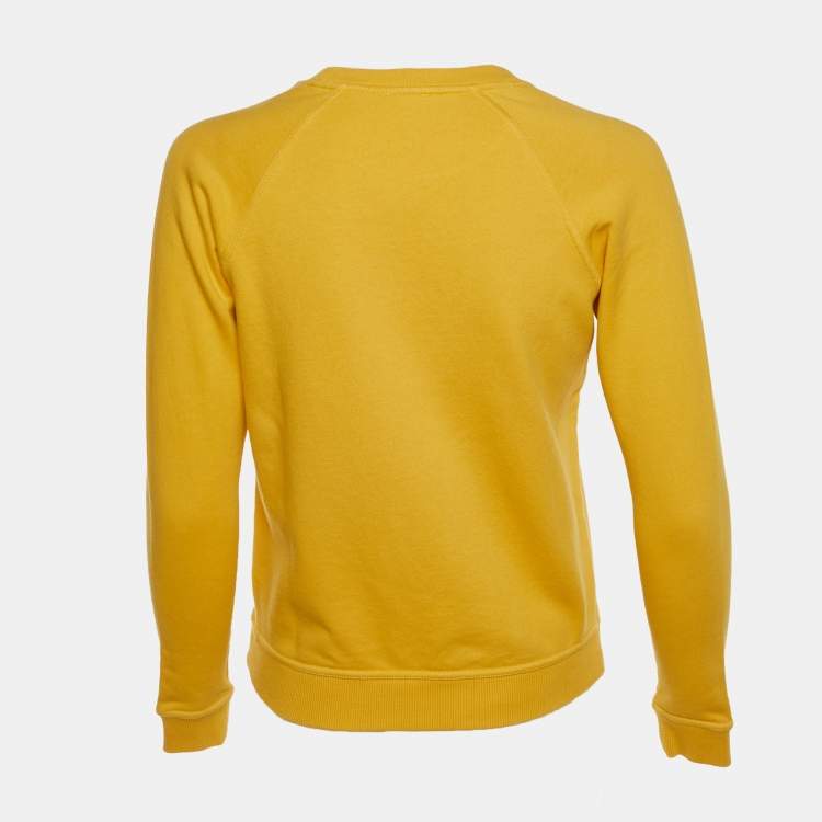 Pre Owned Kenzo Yellow Tiger Applique Cotton Sweatshirt XS