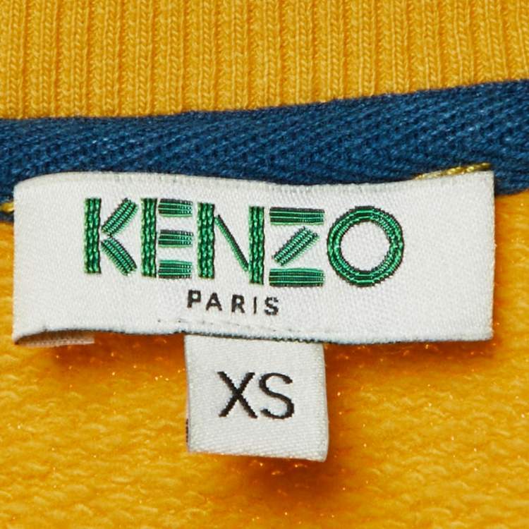 Pre Owned Kenzo Yellow Tiger Applique Cotton Sweatshirt XS