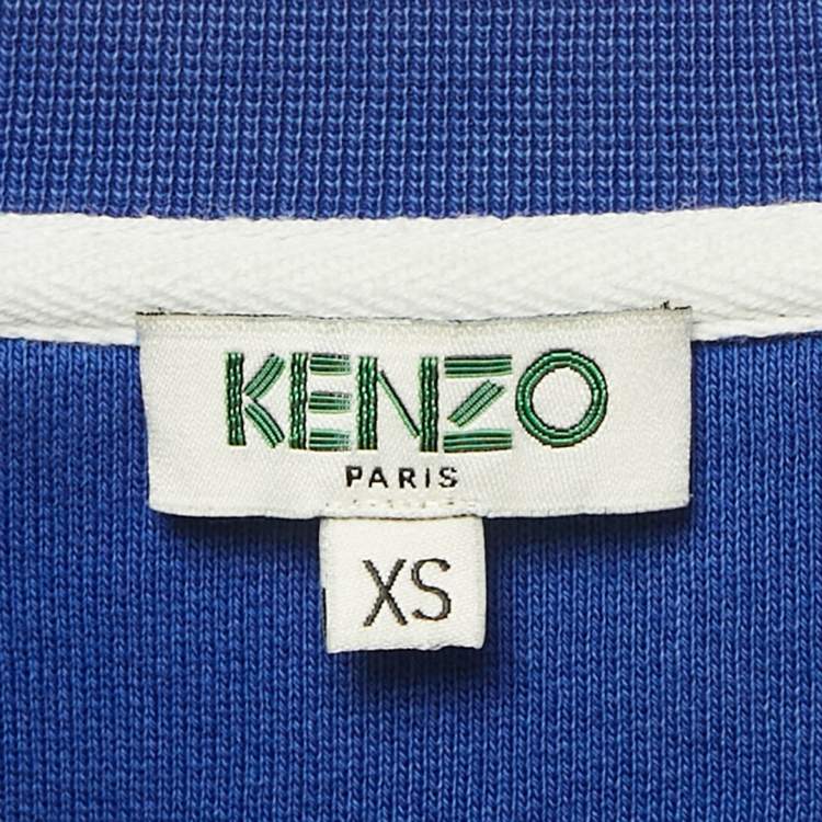 Pre Owned Kenzo Blue Logo Embroidery Cotton Crew Neck Sweatshirt XS