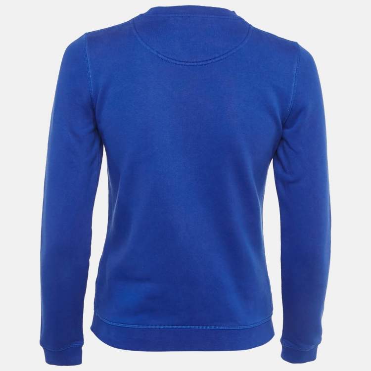Pre Owned Kenzo Blue Logo Embroidery Cotton Crew Neck Sweatshirt XS