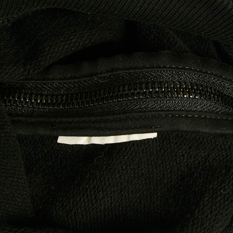 Pre Owned Kenzo Black Logo Lurex Embroidery Cotton Zip Detail Sweatshirt S