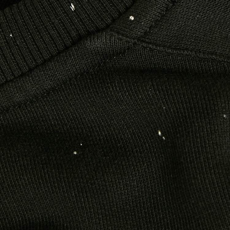 Pre Owned Kenzo Black Logo Lurex Embroidery Cotton Zip Detail Sweatshirt S