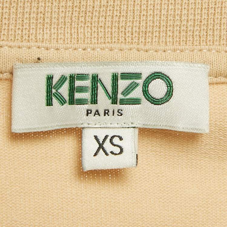 Pre Owned Kenzo Beige Tiger Embroidered Cotton T-Shirt XS