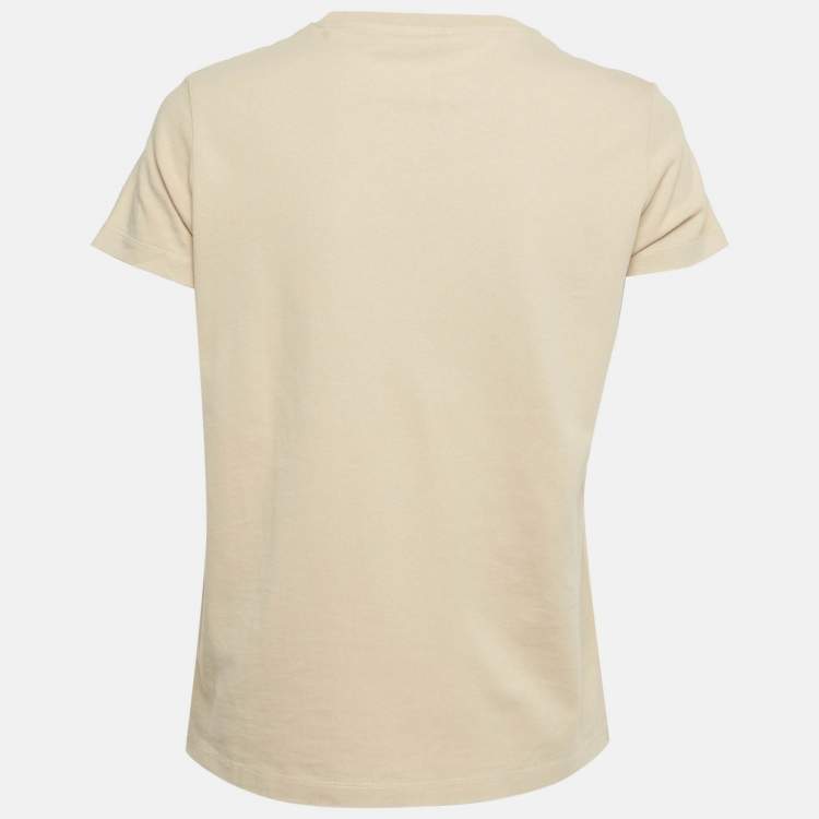 Pre Owned Kenzo Beige Tiger Embroidered Cotton T-Shirt XS