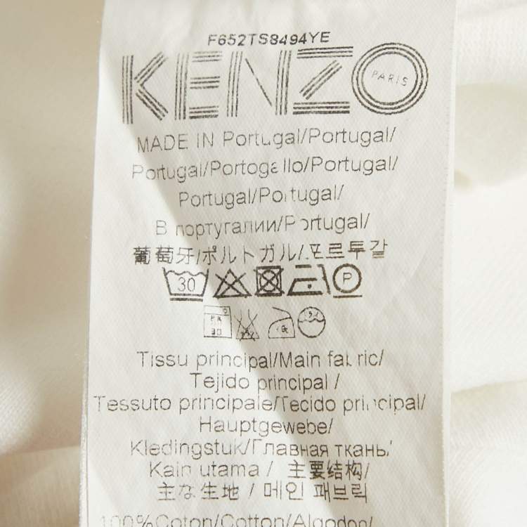 Pre Owned Kenzo White Tiger Embroidered Cotton T-Shirt S