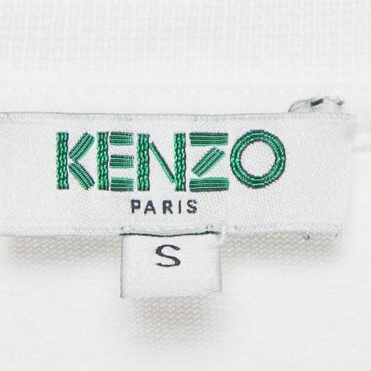 Pre Owned Kenzo White Tiger Embroidered Cotton T-Shirt S