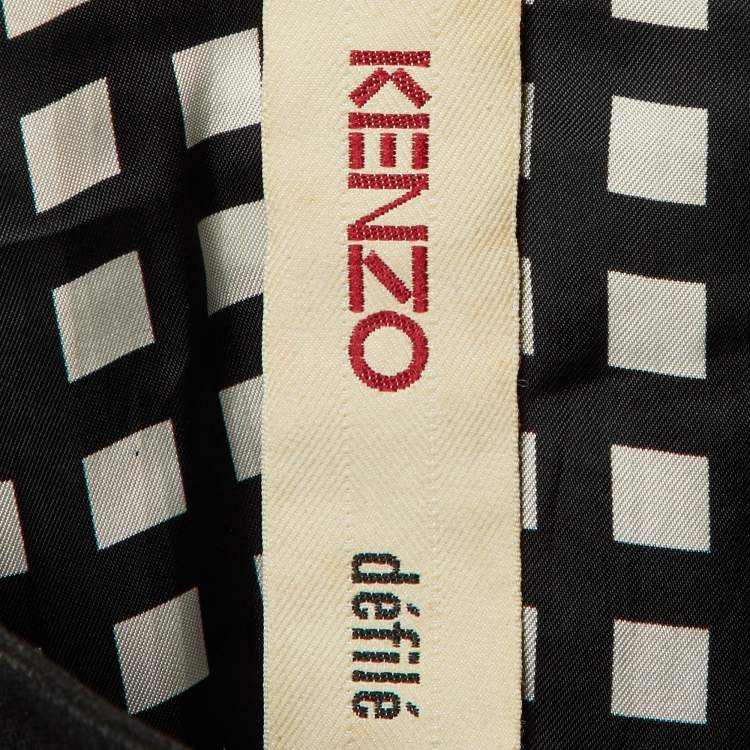 Pre Owned Kenzo Defile Black Paper & Cotton Belted Coat S