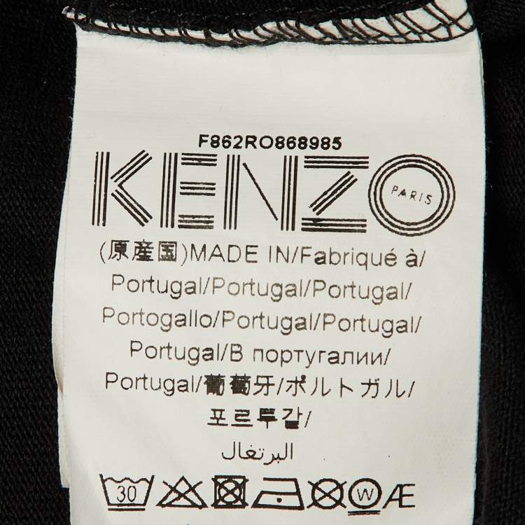 Pre Owned Kenzo Black Print Logo Cotton T-Shirt Dress S