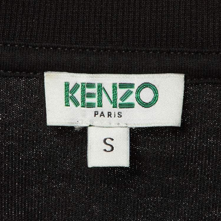 Pre Owned Kenzo Black Print Logo Cotton T-Shirt Dress S