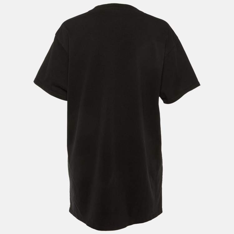 Pre Owned Kenzo Black Print Logo Cotton T-Shirt Dress S