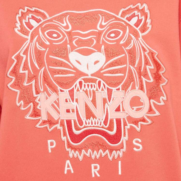 مملوكة مسبقًا Kenzo Pink Tiger Logo Embroidered Cotton Sweatshirt L  