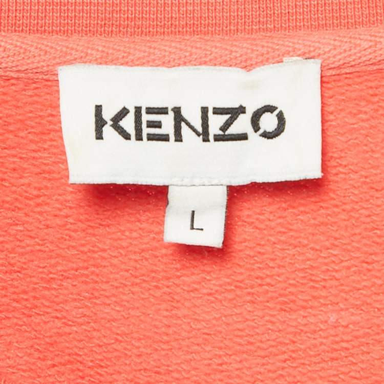 مملوكة مسبقًا Kenzo Pink Tiger Logo Embroidered Cotton Sweatshirt L  