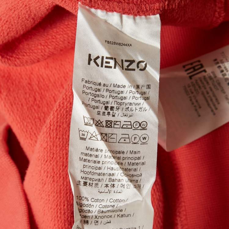 مملوكة مسبقًا Kenzo Pink Tiger Logo Embroidered Cotton Sweatshirt L  