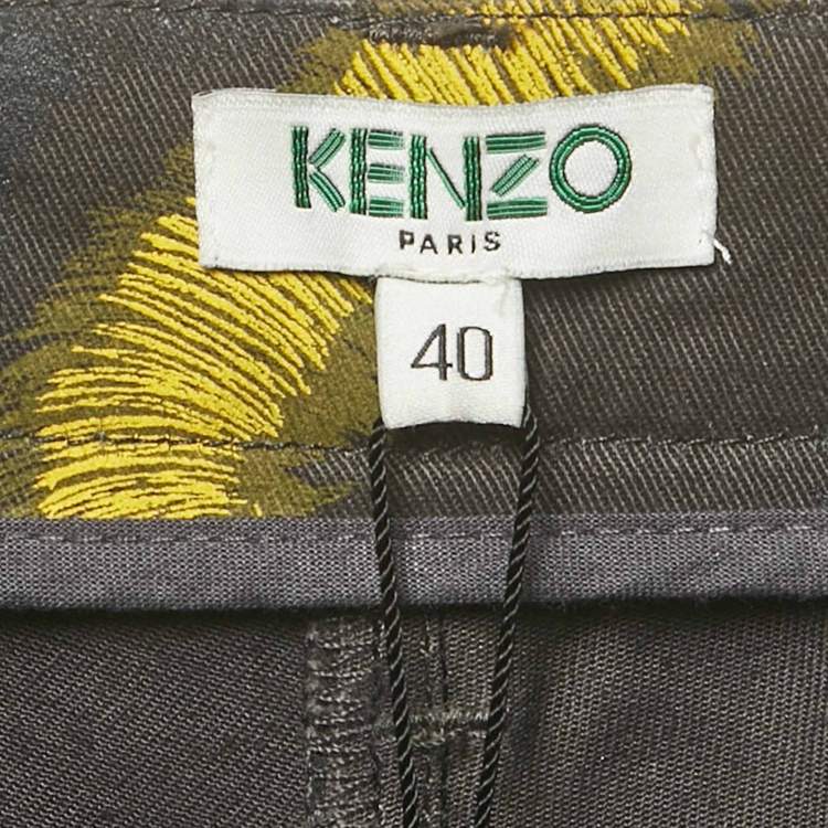 Pre Owned Kenzo Black Printed Cotton Pants M
