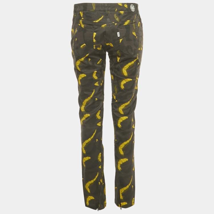 Pre Owned Kenzo Black Printed Cotton Pants M