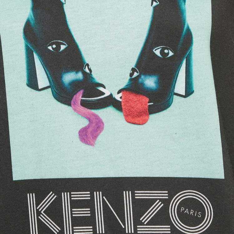 Pre Owned Kenzo X Toilet Paper Black Printed Cotton Blend Sweatshirt S 