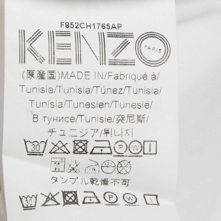 Pre Owned Kenzo White Poplin Drawstring Ruche Sleeve Shirt L
