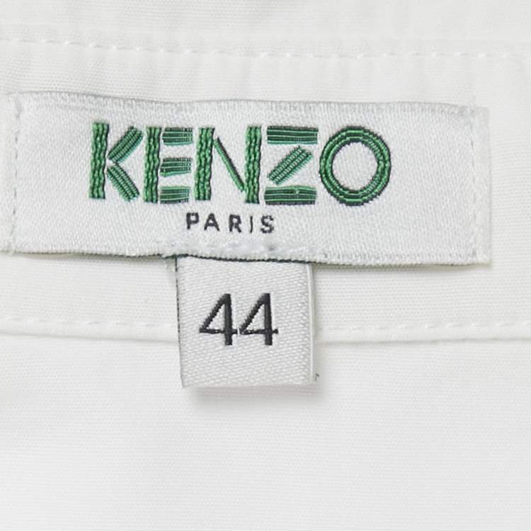 Pre Owned Kenzo White Poplin Drawstring Ruche Sleeve Shirt L