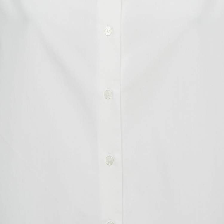 Pre Owned Kenzo White Poplin Drawstring Ruche Sleeve Shirt L