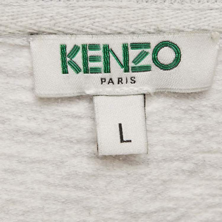 Pre Owned Kenzo Grey Logo Embroidered Cotton Knit Mini Dress L 