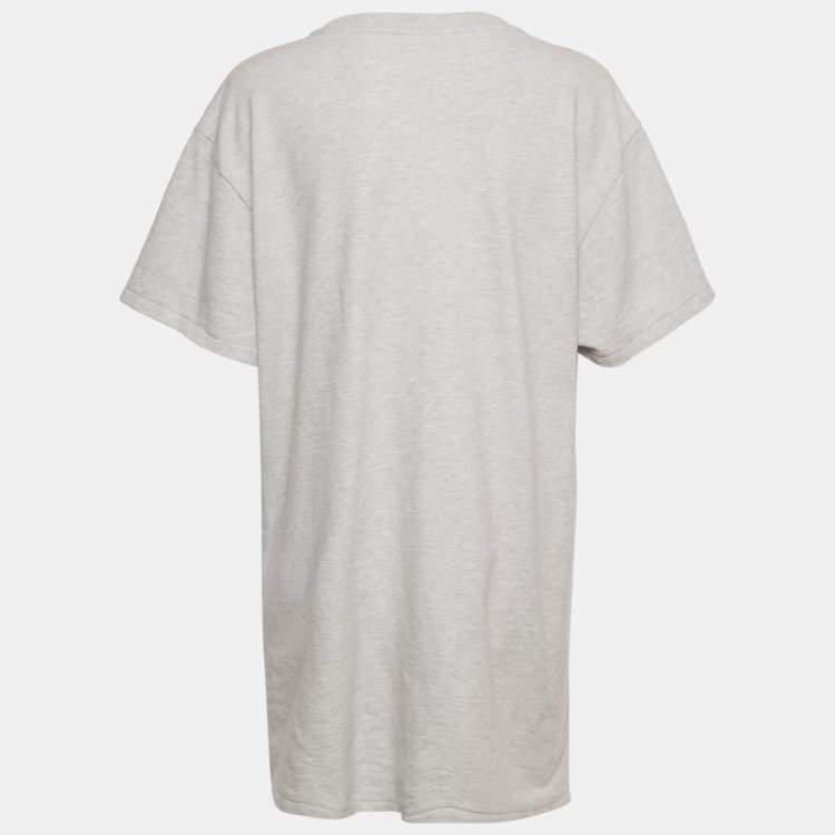 Pre Owned Kenzo Grey Logo Embroidered Cotton Knit Mini Dress L 