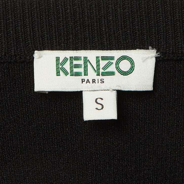 Pre Owned Kenzo Black Knit Studded Long Sleeve Top S