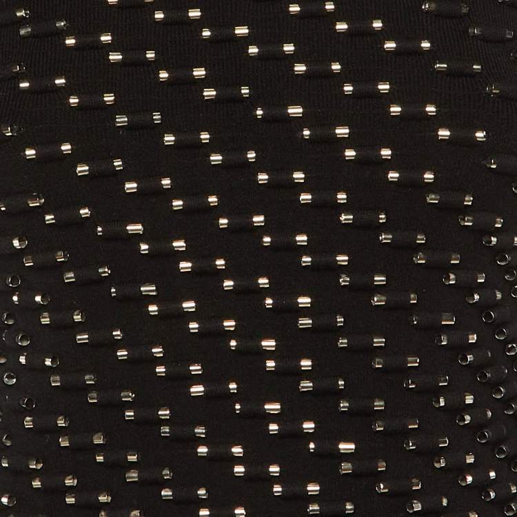 Pre Owned Kenzo Black Knit Studded Long Sleeve Top S