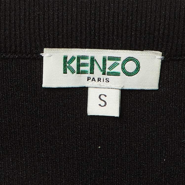 Pre Owned Kenzo Black Knit Studded Fitted Midi Skirt S