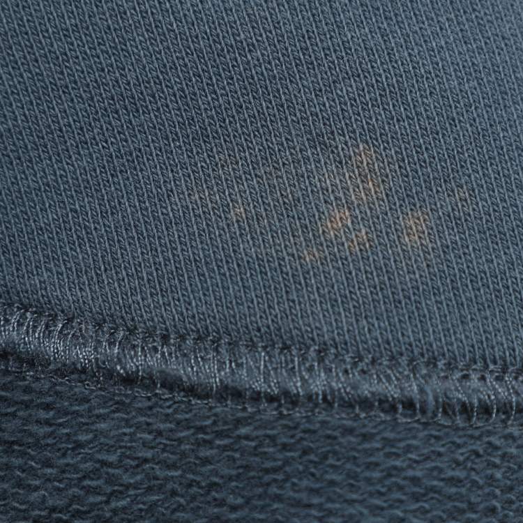 Pre Owned Kenzo Teal Blue Tiger & Logo Embroidered Knit Sweatshirt L