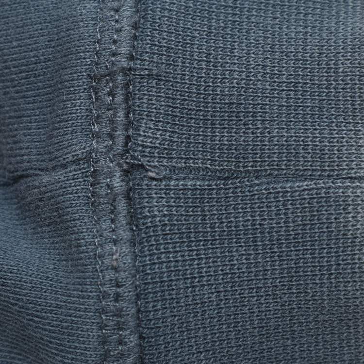 Pre Owned Kenzo Teal Blue Tiger & Logo Embroidered Knit Sweatshirt L