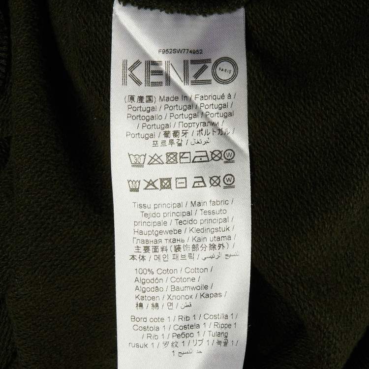 Pre Owned Kenzo Olive Green Logo Applique Cotton Sweatshirt M 