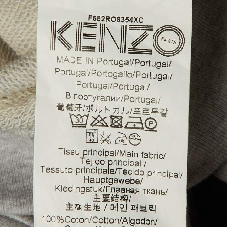 Pre Owned Kenzo Grey Tiger Head Embroidered Cotton Sweatshirt Mini Dress S