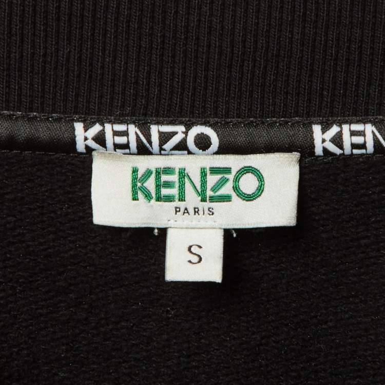 Pre Owned Kenzo Black Cotton Knit Logo Applique Sweatshirt  S 