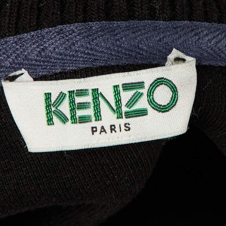 Pre Owned Kenzo Black Tiger Embroidered Cotton Crew Neck Sweatshirt S