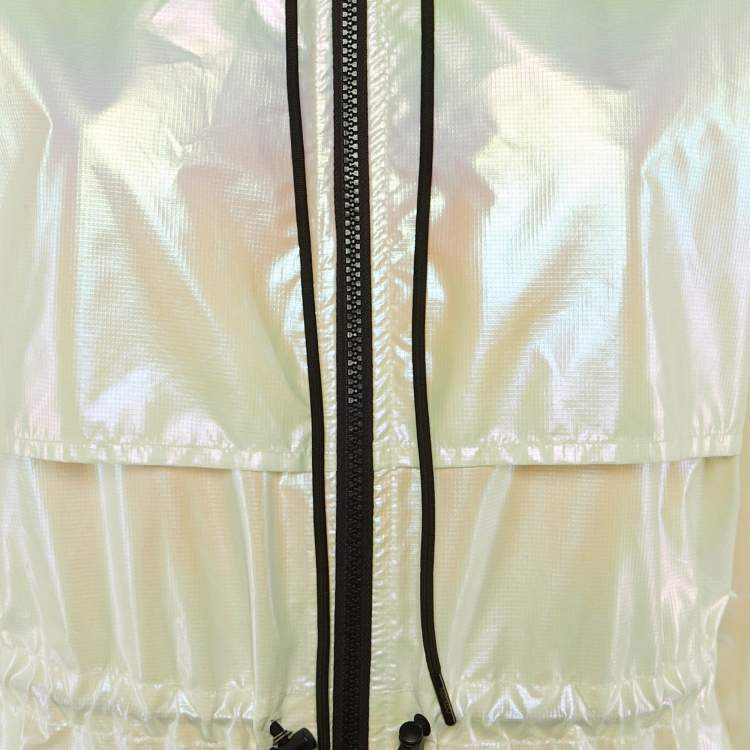 Pre Owned Kenzo Iridescent Logo Print Synthetic Concealed Hood Windbreaker Jacket M 