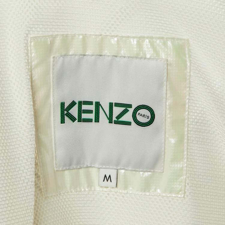 Pre Owned Kenzo Iridescent Logo Print Synthetic Concealed Hood Windbreaker Jacket M 